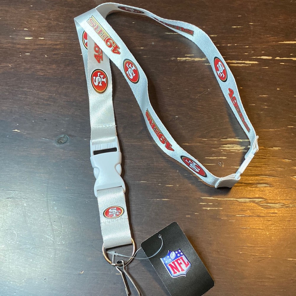 NFL White 49ers Lanyard